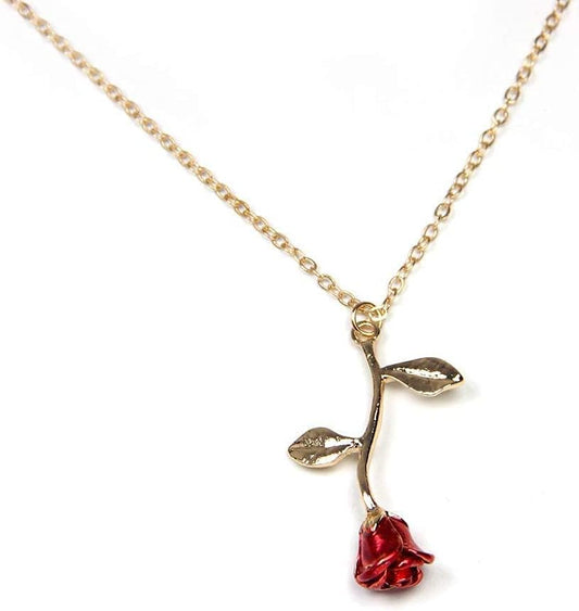 Necklaces for Women, Gold Necklace for Women Rose Necklace with Pendant, Aesthetic Necklace, Preppy Jewelry, Trendy Jewelry, Cute Necklaces for Teens and All Women Necklace